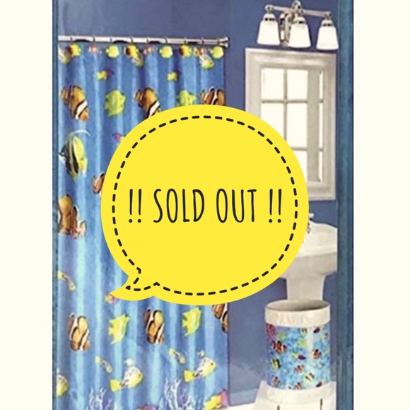 SOLD OUT ! Tropical Fish Fabric Shower Curtain Colorful Coastal Blue Multicolor - Picture 1 of 9